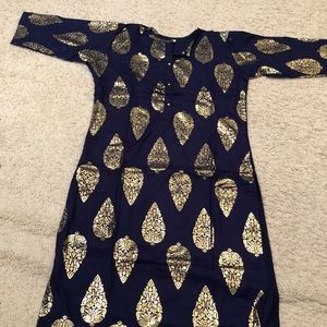 Dark blue Palazzo suit (XXL) with gold foil print